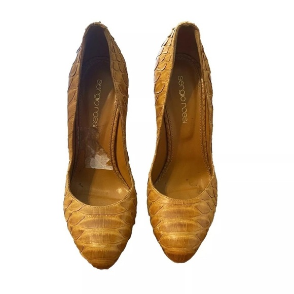 Sergio Rossi Snake Print Platform Heels Size 5 High Heel Pumps Designer Shoes - Picture 2 of 15